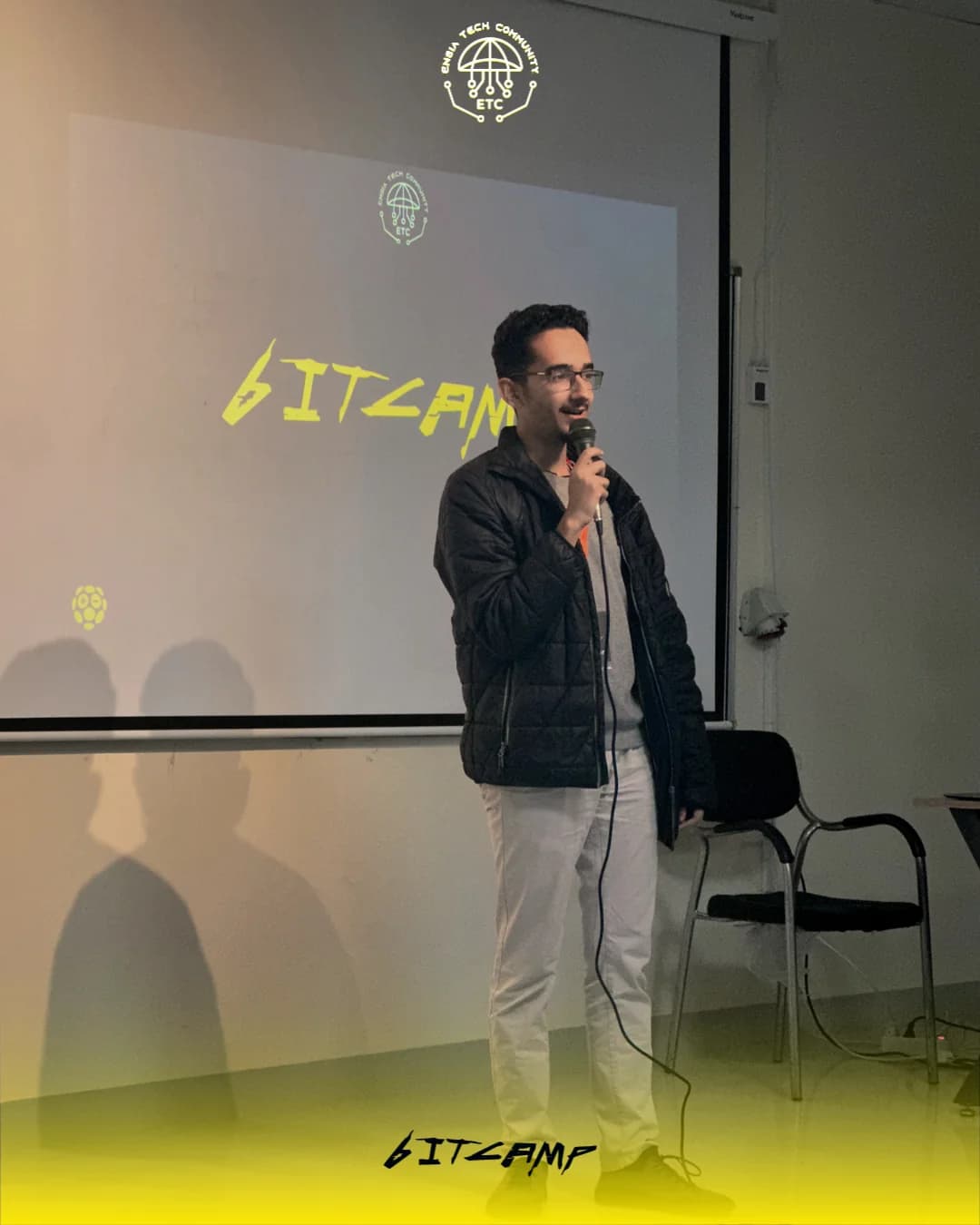 A speaker presenting at BitCamp